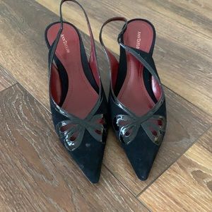 Ann Taylor black velvet high heels